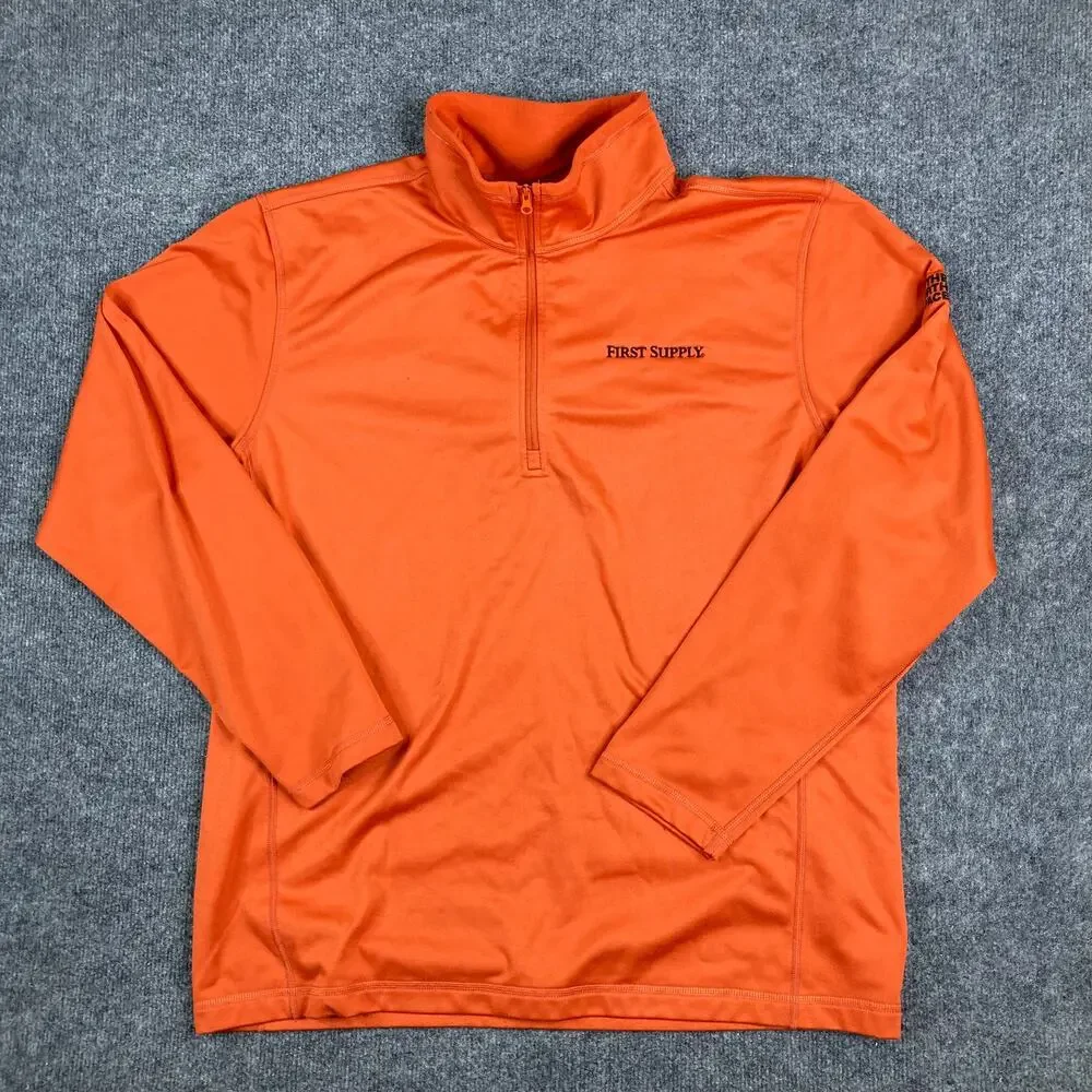 The North Face Quarter Zip Pullover Mens XL Orange Stretch Fleece‎ Athletic